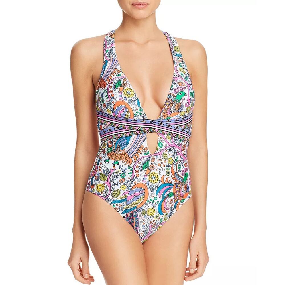 NWOT Trina Turk Jungle Beach Cross‎ Front One Piece Swimsuit Women's 4